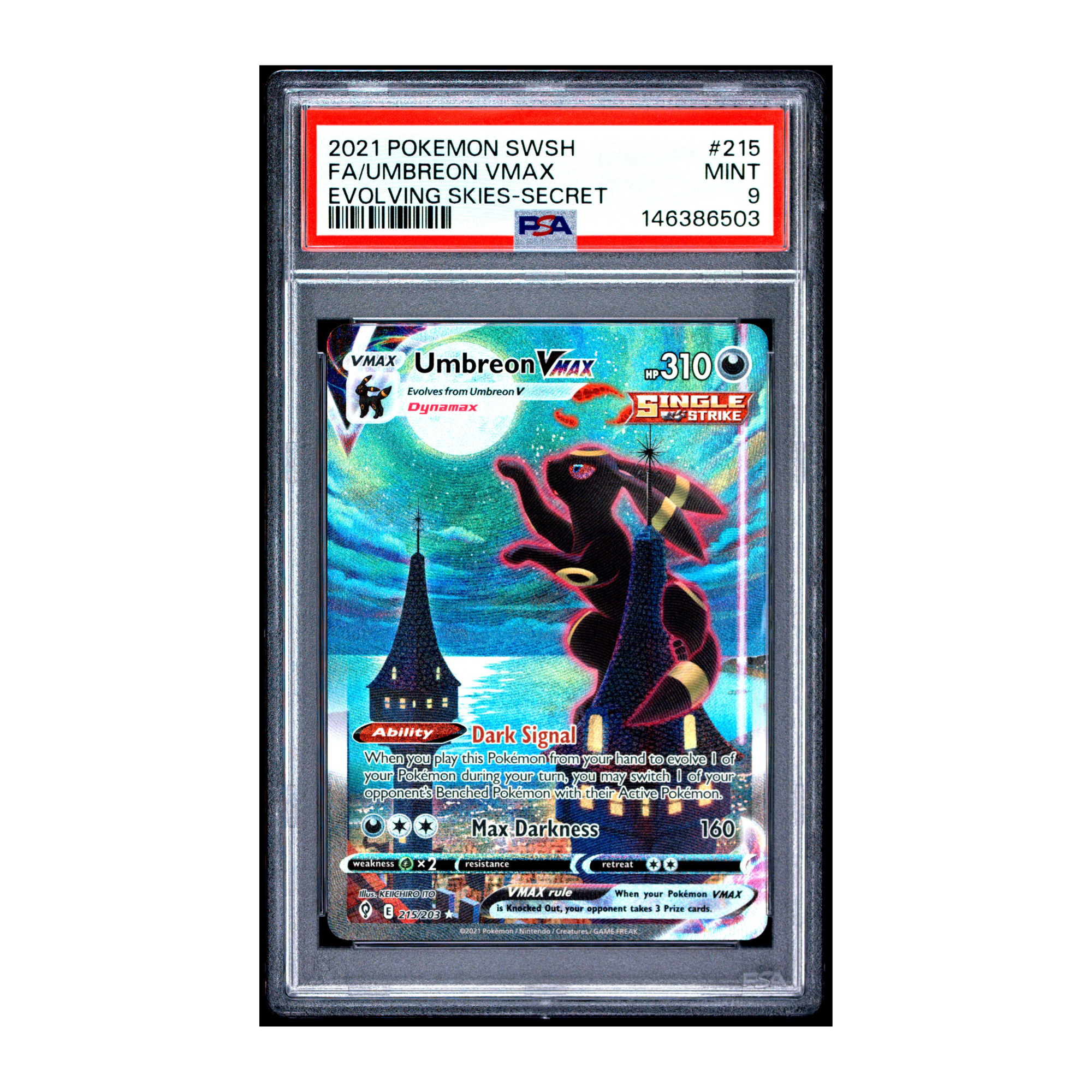 Umbreon Vmax Evolving Skies #215 PSA 9